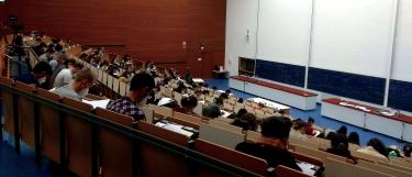 large lecture hall with students
